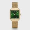 CLUSE Montres Or|La Tétragone^La Tétragone Watch Mesh stones Green, Gold Colour