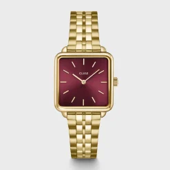 CLUSE Montres Or|La Tétragone^La Tétragone Watch Steel Dark Cherry, Gold Colour