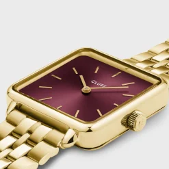 CLUSE Montres Or|La Tétragone^La Tétragone Watch Steel Dark Cherry, Gold Colour