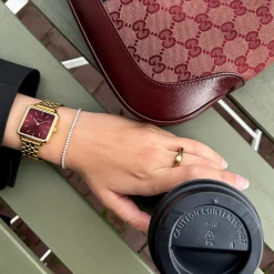 CLUSE Montres Or|La Tétragone^La Tétragone Watch Steel Dark Cherry, Gold Colour