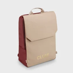 CLUSE Le Réversible^Le Réversible Backpack, Bordeaux Beige, Gold Colour