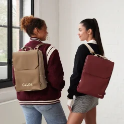 CLUSE Le Réversible^Le Réversible Backpack, Bordeaux Beige, Gold Colour