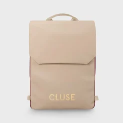 CLUSE Le Réversible^Le Réversible Backpack, Bordeaux Beige, Gold Colour