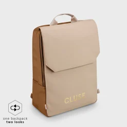 CLUSE Le Réversible^Le Réversible Backpack, Camel Beige, Gold Colour