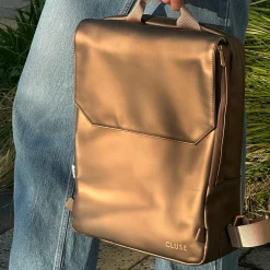 CLUSE Le Réversible^Le Réversible Backpack, Metallic Brown Beige, Gold Colour
