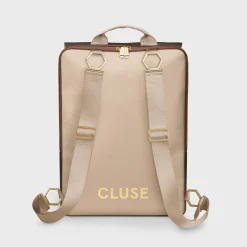 CLUSE Le Réversible^Le Réversible Backpack, Metallic Brown Beige, Gold Colour