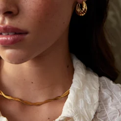 CLUSE Colliers^Élevé Twisted Snake Necklace, Gold Colour