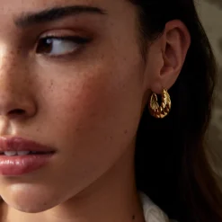 CLUSE Boucles D’oreilles^Élevé Waved Hoop Earrings, Gold Colour