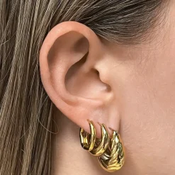 CLUSE Boucles D’oreilles^Élevé Waved Hoop Earrings, Gold Colour