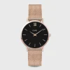 CLUSE Montres Noir|Montres Rose Gold^Minuit Mesh Black, Rose Gold Colour