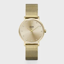 CLUSE Montres Or|Minuit^Minuit Mesh Crystals, Full Gold Colour