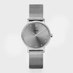 CLUSE Montres Argent|Minuit^Minuit Mesh Crystals, Grey, Silver Colour