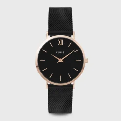 CLUSE Montres Noir|Montres Rose Gold^Minuit Mesh Rose Gold Black/Black