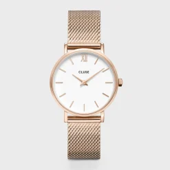 CLUSE Montres Rose Gold|Minuit^Minuit Mesh Rose Gold/White