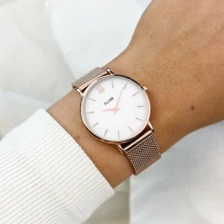 CLUSE Montres Rose Gold|Minuit^Minuit Mesh Rose Gold/White