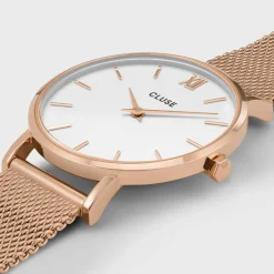 CLUSE Montres Rose Gold|Minuit^Minuit Mesh Rose Gold/White