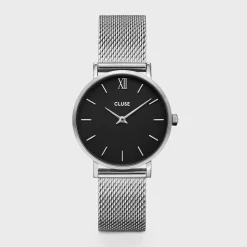 CLUSE Montres Noir|Montres Argent^Minuit Mesh Silver/Black
