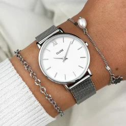 CLUSE Montres Argent|Minuit^Minuit Mesh Silver/White