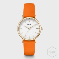 CLUSE Montres Or|Pavane Petite^Pavane Petite Silicone Orange, Gold Colour