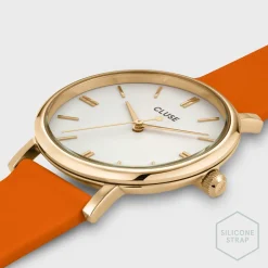 CLUSE Montres Or|Pavane Petite^Pavane Petite Silicone Orange, Gold Colour