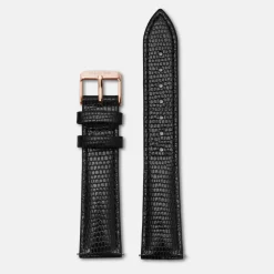 CLUSE Voir Bracelets De Boho Chic|Voir Bracelets De Féroce^Strap 18 mm Leather Black Lizard, Rose Gold Colour