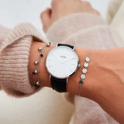 CLUSE Voir Bracelets De Boho Chic|Voir Bracelets De Féroce^Strap 18 mm Leather Black, Silver Colour