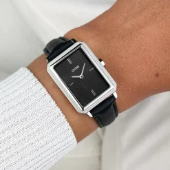 CLUSE Voir Bracelets De Fluette|Voir Bracelets De Gracieuse Petite^Strap 14 mm Leather Black, Silver Colour