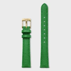 CLUSE Voir Bracelets De Fluette|Voir Bracelets De Gracieuse Petite^Strap 14 mm Leather Emerald Green Lizard, Gold Colour