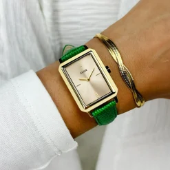 CLUSE Voir Bracelets De Fluette|Voir Bracelets De Gracieuse Petite^Strap 14 mm Leather Emerald Green Lizard, Gold Colour