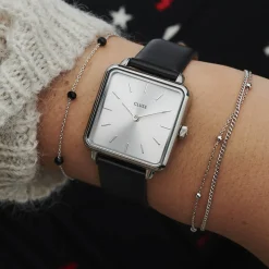 CLUSE Voir Bracelets De La Tétragone|Voir Bracelets De La Tétragone Multifunction^Strap 16 mm Leather Metal, Silver Colour