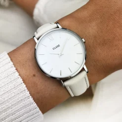 CLUSE Voir Bracelets De La Tétragone|Voir Bracelets De La Tétragone Multifunction^Strap 16 mm Leather Off-White, Silver Colour