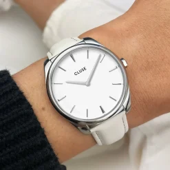 CLUSE Voir Bracelets De Boho Chic|Voir Bracelets De Féroce^Strap 18 mm Leather Off-White, Silver Colour