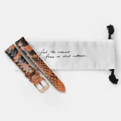 CLUSE Voir Bracelets De La Tétragone|Voir Bracelets De La Tétragone Multifunction^Strap 16 mm Leather Orange Python, Rose Gold Colour