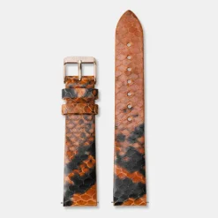CLUSE Voir Bracelets De Boho Chic|Voir Bracelets De Féroce^Strap 18 mm Leather Orange Python, Rose Gold Colour