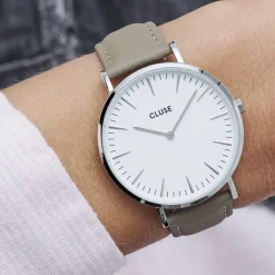 CLUSE Voir Bracelets De Boho Chic|Voir Bracelets De Féroce^Strap 18 mm Leather Taupe, Silver Colour