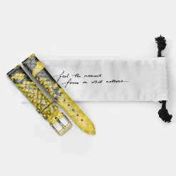 CLUSE Voir Bracelets De La Tétragone|Voir Bracelets De La Tétragone Multifunction^Strap 16 mm Leather Yellow Python, Gold Colour