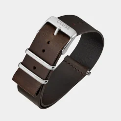 CLUSE Voir Bracelets De Aravis Chrono|Voir Bracelets De Aravis^Strap 20 mm Nato Leather Brown, Silver Colour
