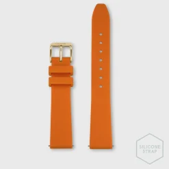CLUSE Voir Bracelets De La Tétragone|Voir Bracelets De La Tétragone Multifunction^Strap 16 mm Silicone Orange, Gold Colour