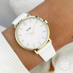 CLUSE Voir Bracelets De La Tétragone|Voir Bracelets De La Tétragone Multifunction^Strap 16 mm Silicone White, Gold Colour