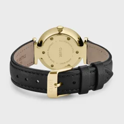 CLUSE Montres Noir|Montres Or^Triomphe Watch Leather, Black, Gold colour