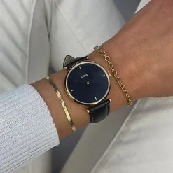 CLUSE Montres Noir|Montres Or^Triomphe Watch Leather, Black, Gold colour