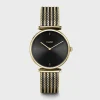 CLUSE Montres Or|Triomphe^Triomphe Watch Mesh, Black, Gold colour
