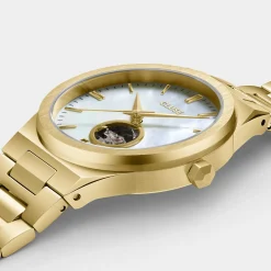 CLUSE Montres Or|Vigoureux^Vigoureux Automatic Watch, White MOP, Gold Colour.
