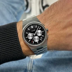 CLUSE Montres Argent|Montres Noir^Vigoureux Chrono Steel Black and Silver, Silver Colour