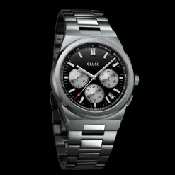 CLUSE Montres Argent|Montres Noir^Vigoureux Chrono Steel Black and Silver, Silver Colour