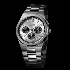 CLUSE Montres Argent|Vigoureux^Vigoureux Chrono Steel Silver and Black, Silver Colour