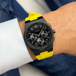 CLUSE Montres Noir|Montres Noir^Vigoureux Chrono Watch Silicone Yellow, Black Colour