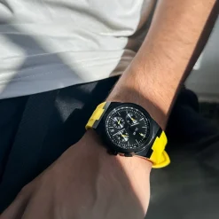 CLUSE Montres Noir|Montres Noir^Vigoureux Chrono Watch Silicone Yellow, Black Colour