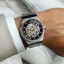 CLUSE Montres Argent|Montres Noir^Vigoureux Steel Automatic Watch, Black, Silver Colour