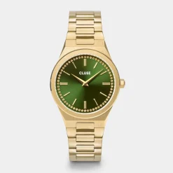 CLUSE Montres Or|Vigoureux^Vigoureux Watch Steel, Green Stones, Gold Colour